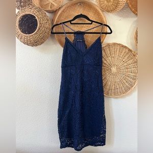 Navy Blue Lace Bodycon Dress